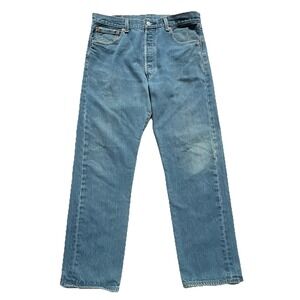 Levis 501 Jeans Mens 36x32 Blue Medium Wash Button Fly Straight Leg Denim Y2K